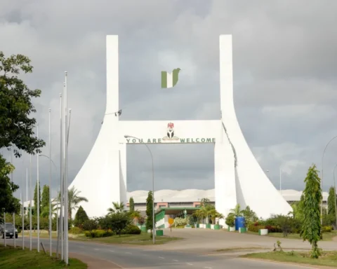 The white "You Are Welcome" gate at the entrance to Abuja, Nigeria's capital