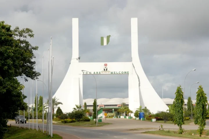 The white "You Are Welcome" gate at the entrance to Abuja, Nigeria's capital