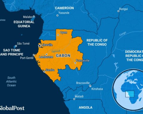 Map of Gabon and its neighbours, where the government has lifted an eight-month social media ban